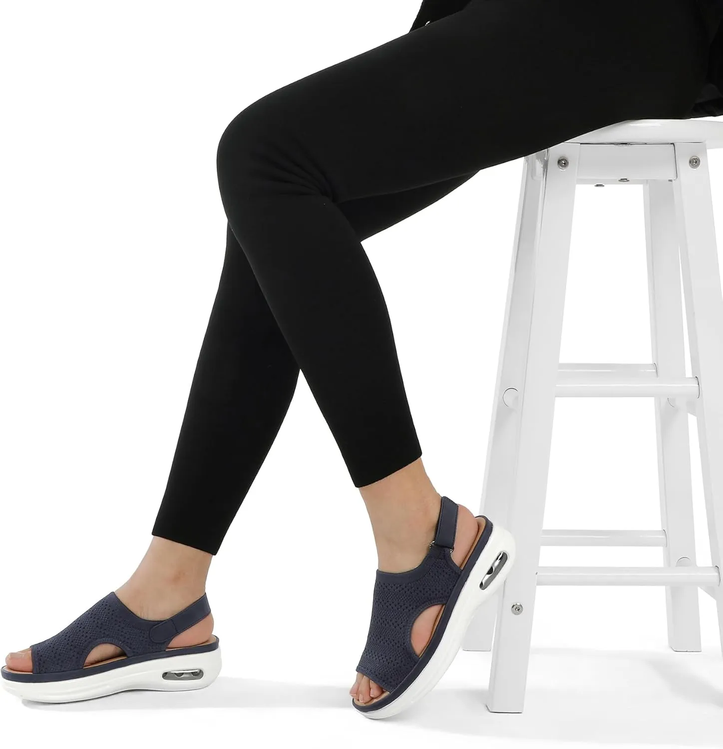 mysoft Women's Comfortable Air Cushion Support Walking Sandals Breathable Knit Slingback Platform Shoes