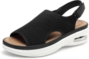 mysoft Women's Comfortable Air Cushion Support Walking Sandals Breathable Knit Slingback Platform Shoes