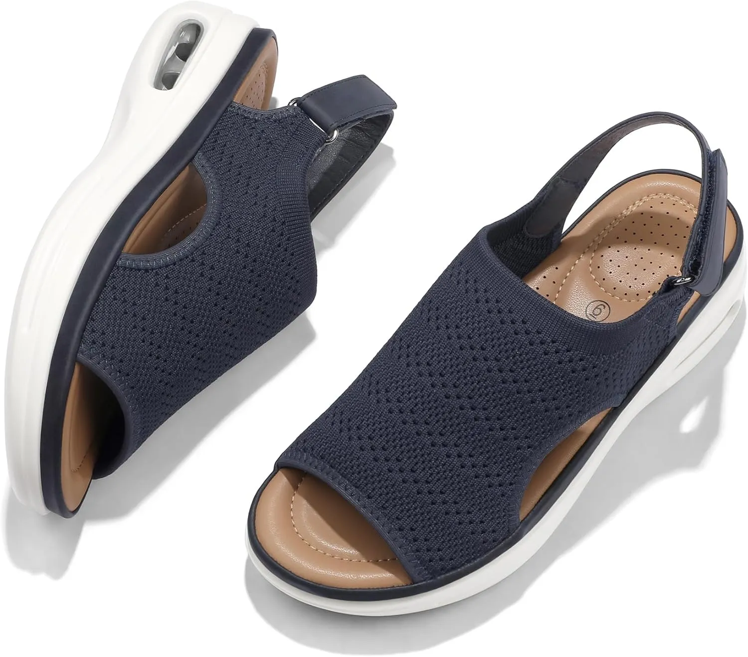 mysoft Women's Comfortable Air Cushion Support Walking Sandals Breathable Knit Slingback Platform Shoes