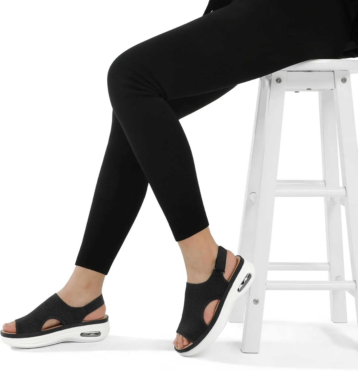 mysoft Women's Comfortable Air Cushion Support Walking Sandals Breathable Knit Slingback Platform Shoes