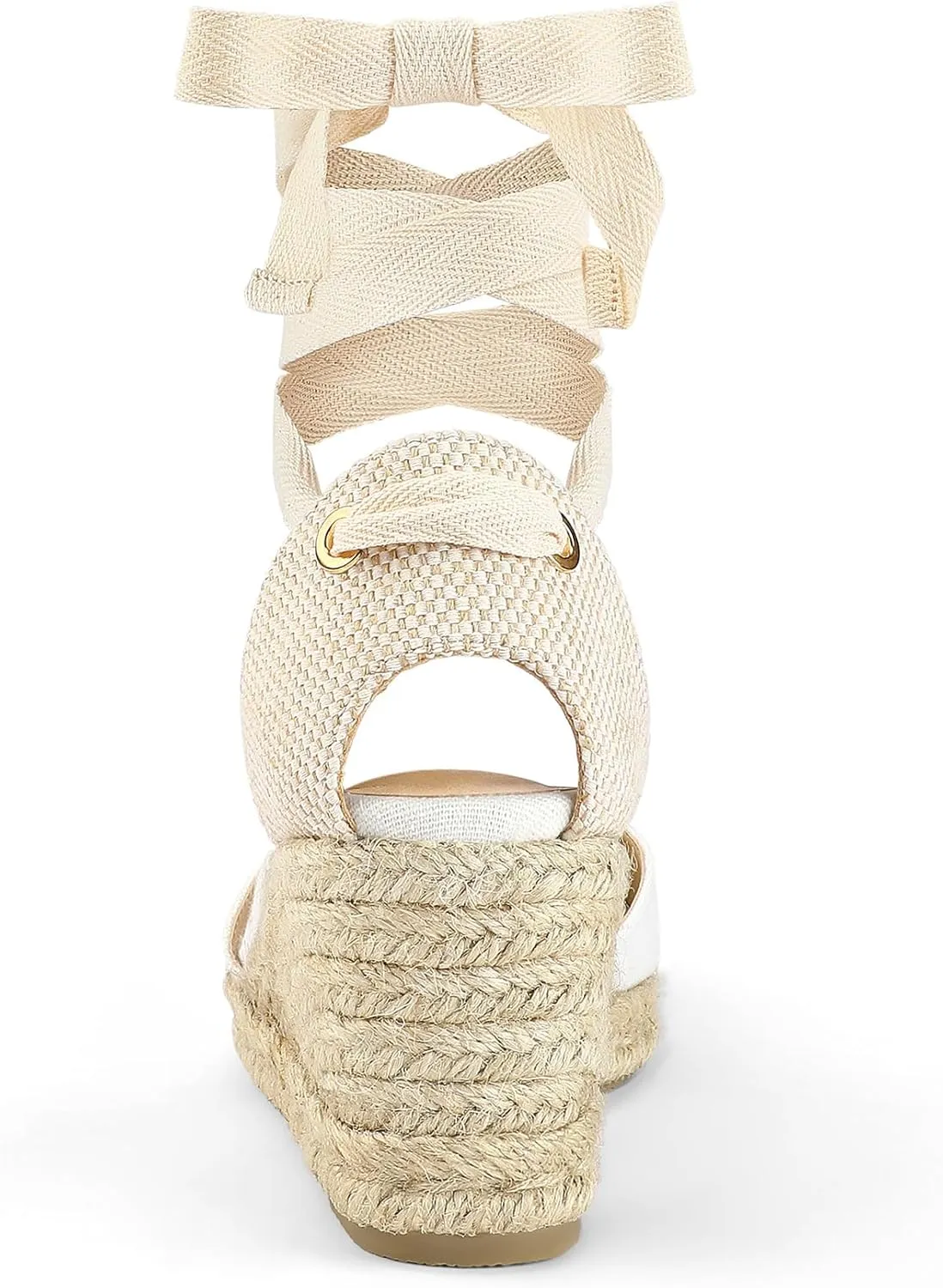 mysoft Women's Espadrille Platform Wedge Sandals Closed Toe Ankle Strap Lace up Summer Shoes