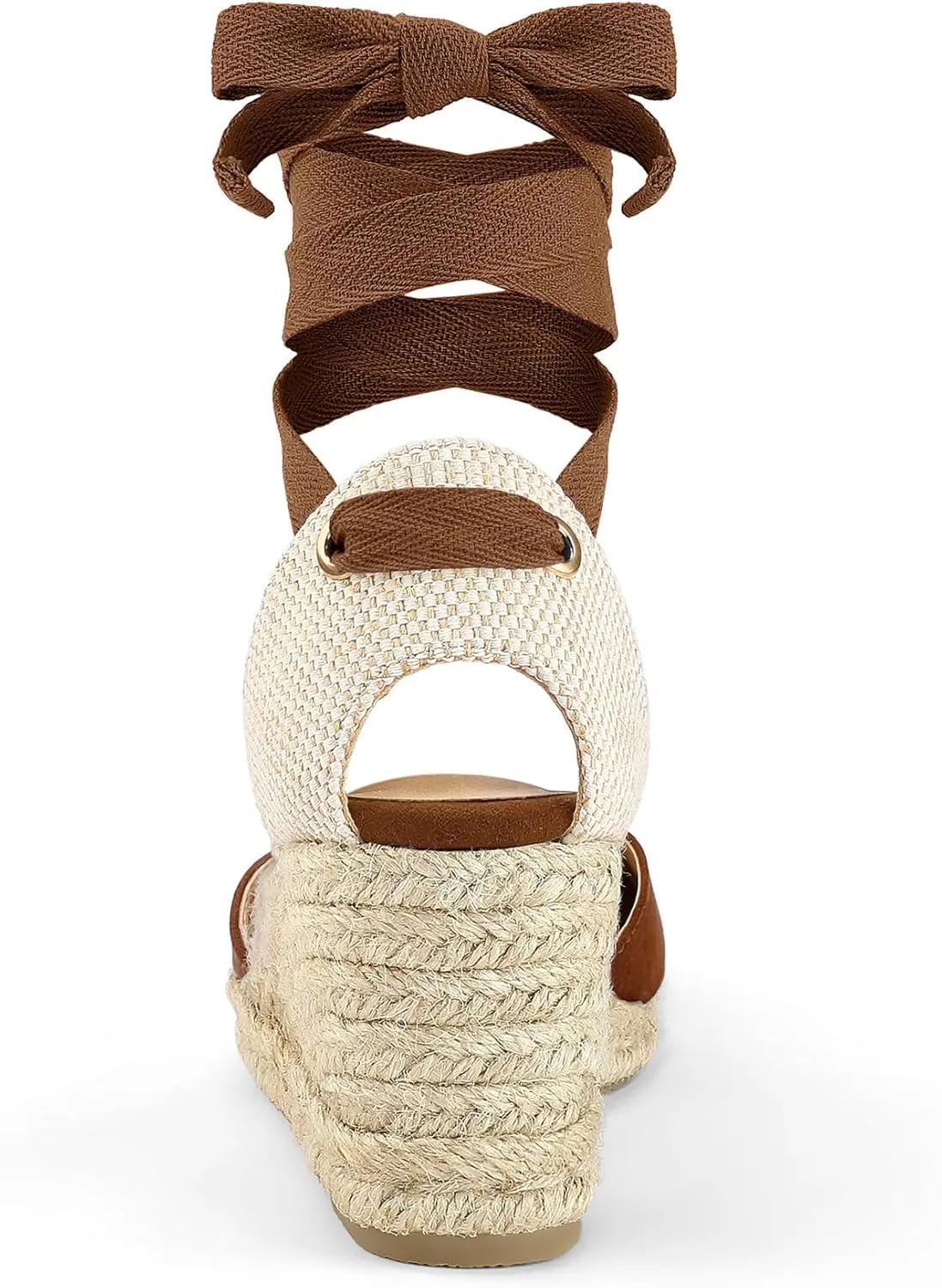 mysoft Women's Espadrille Platform Wedge Sandals Closed Toe Ankle Strap Lace up Summer Shoes