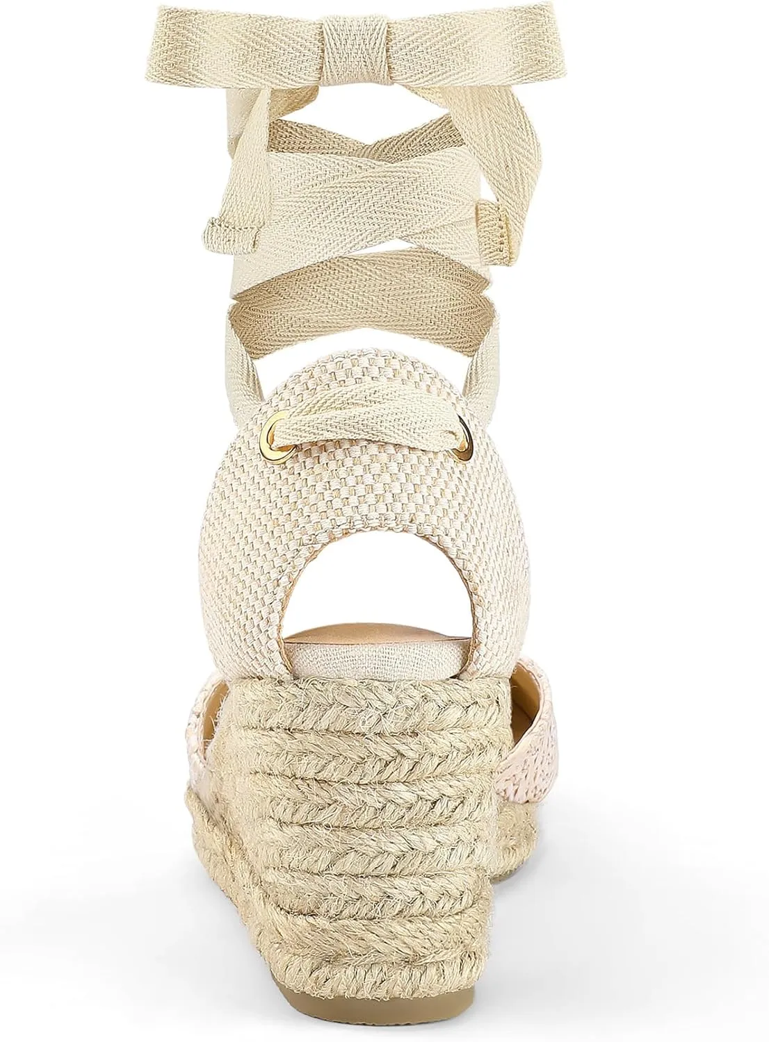 mysoft Women's Espadrille Platform Wedge Sandals Closed Toe Ankle Strap Lace up Summer Shoes
