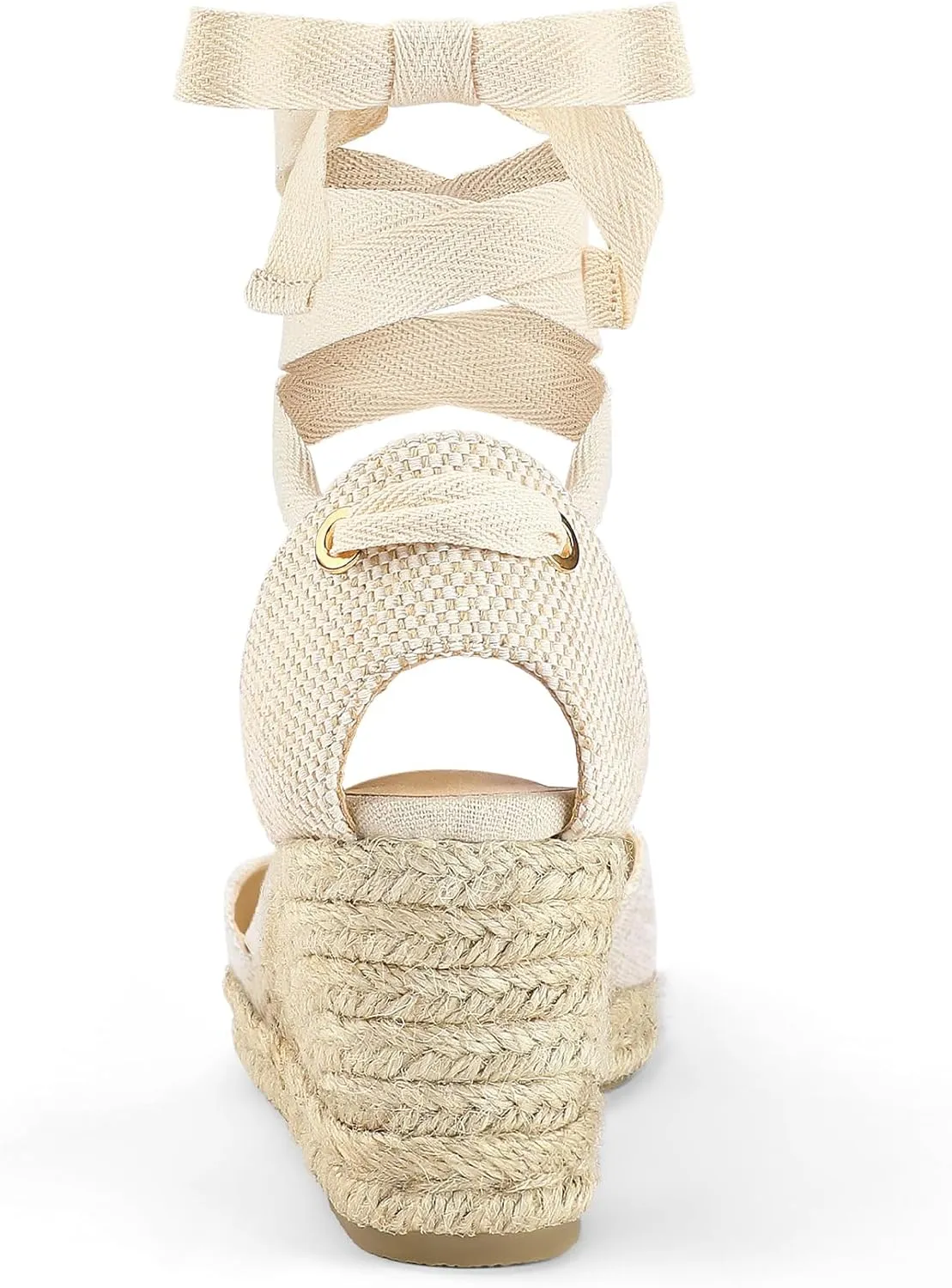 mysoft Women's Espadrille Platform Wedge Sandals Closed Toe Ankle Strap Lace up Summer Shoes