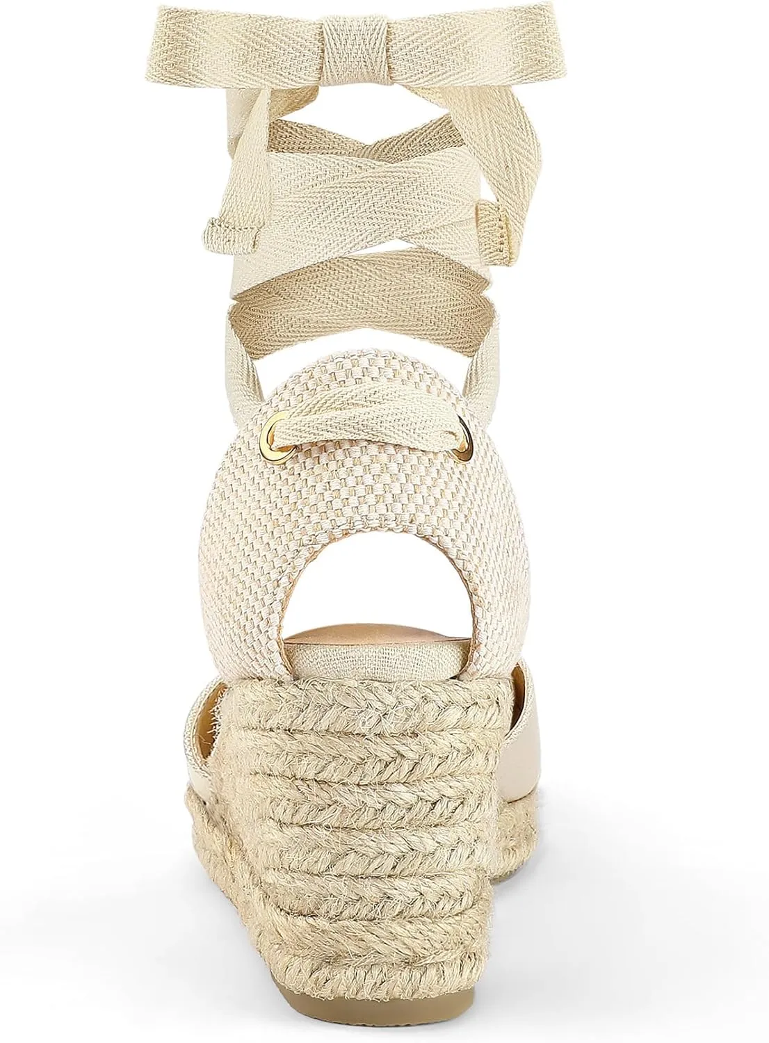 mysoft Women's Espadrille Platform Wedge Sandals Closed Toe Ankle Strap Lace up Summer Shoes