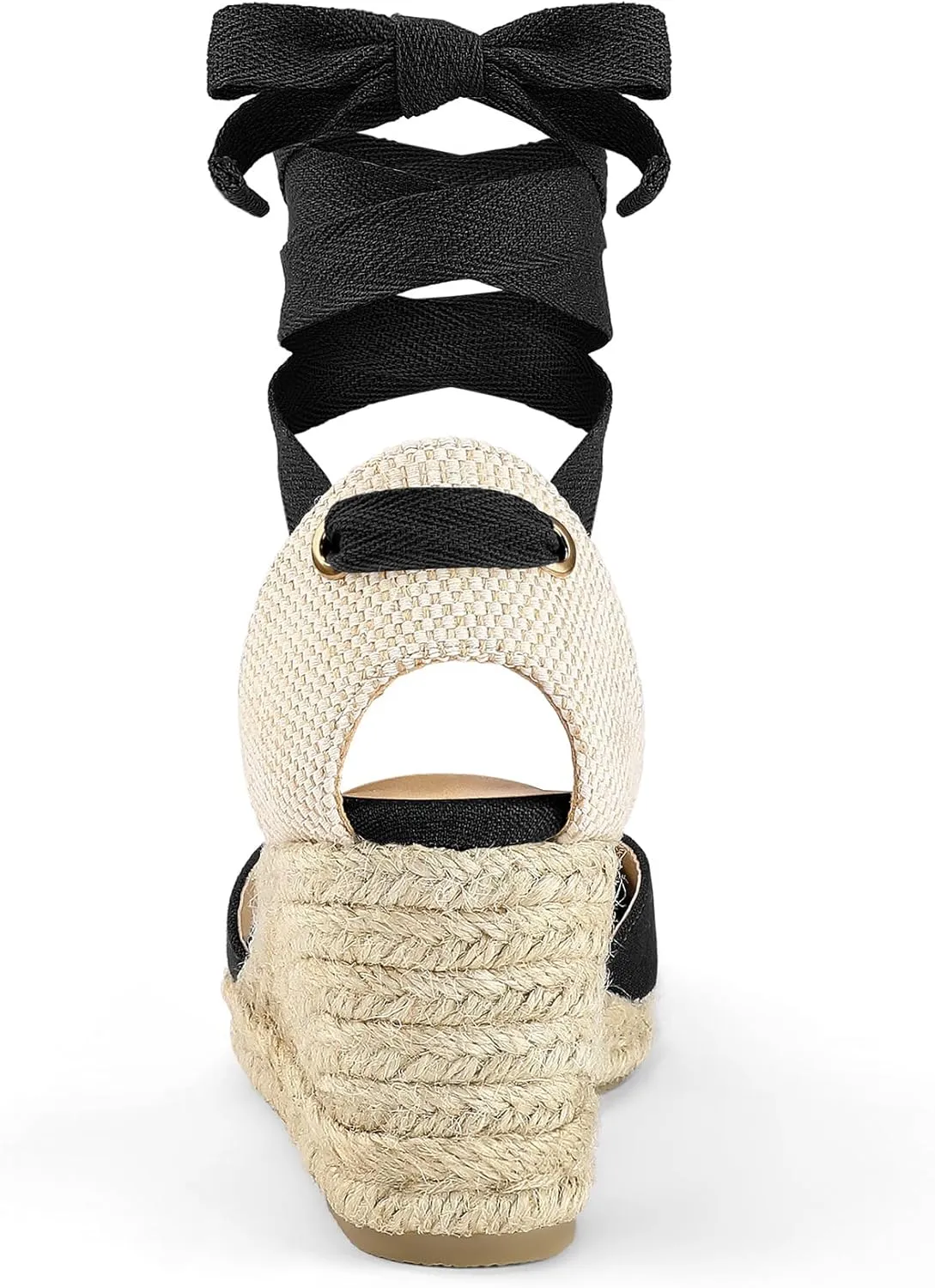 mysoft Women's Espadrille Platform Wedge Sandals Closed Toe Ankle Strap Lace up Summer Shoes
