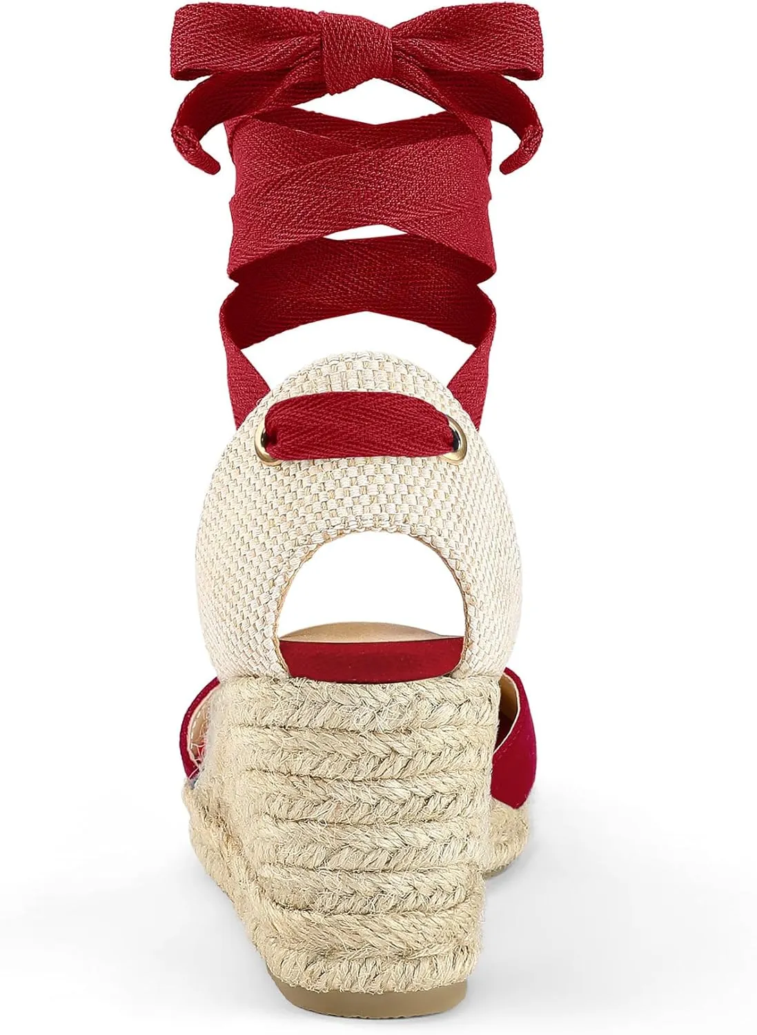 mysoft Women's Espadrille Platform Wedge Sandals Closed Toe Ankle Strap Lace up Summer Shoes