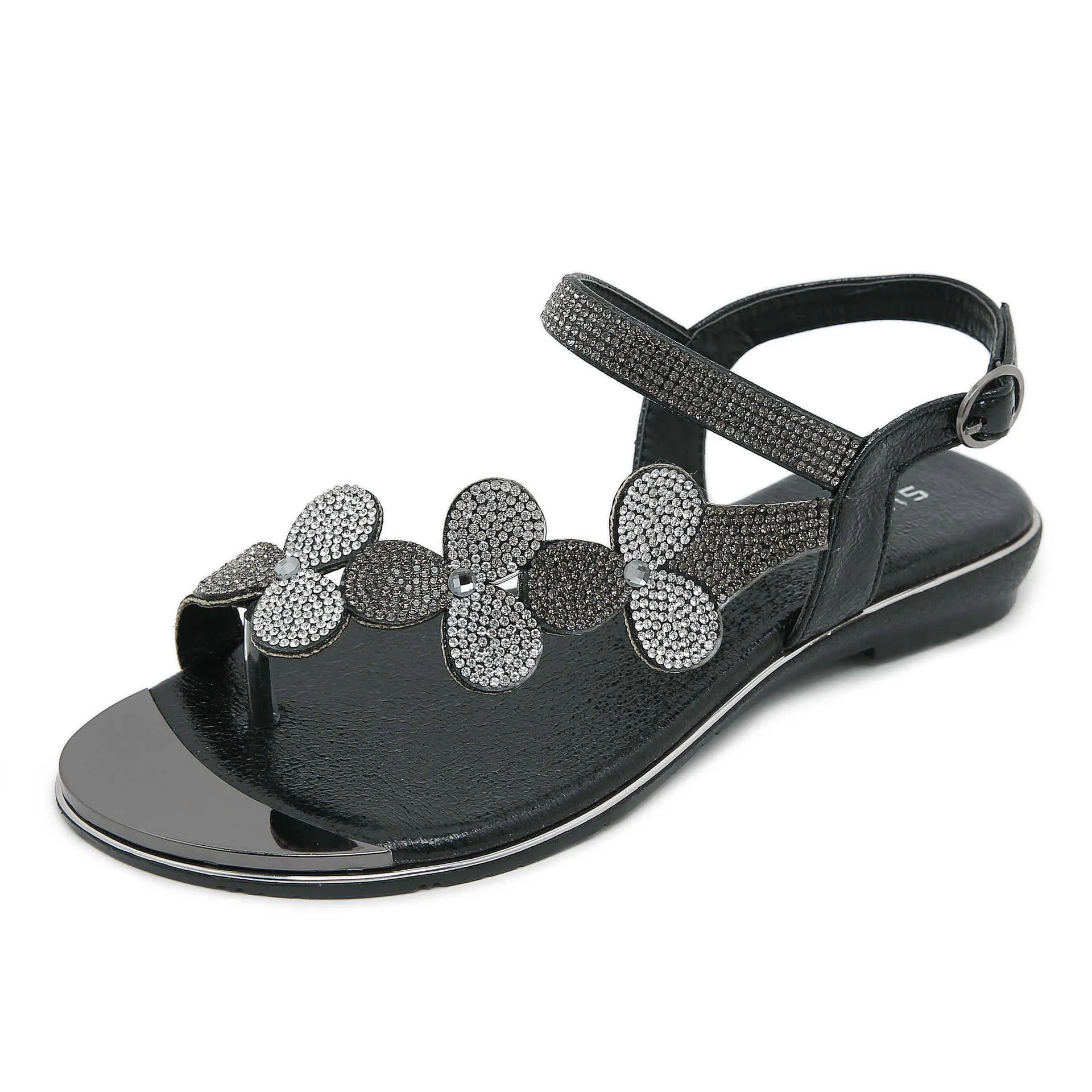 Nanccy Rhinestone Comfortable Versatile Flat Sandals