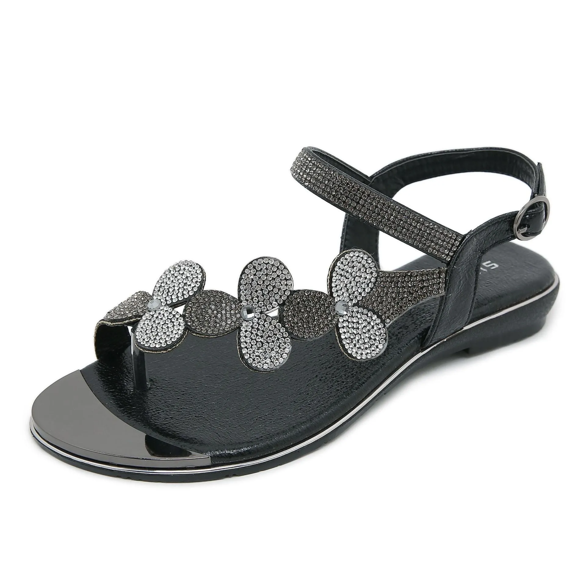 Nanccy Rhinestone Comfortable Versatile Flat Sandals