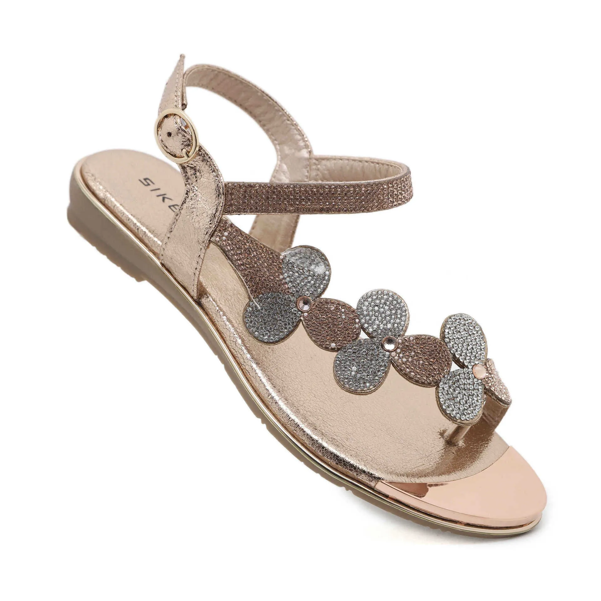 Nanccy Rhinestone Comfortable Versatile Flat Sandals
