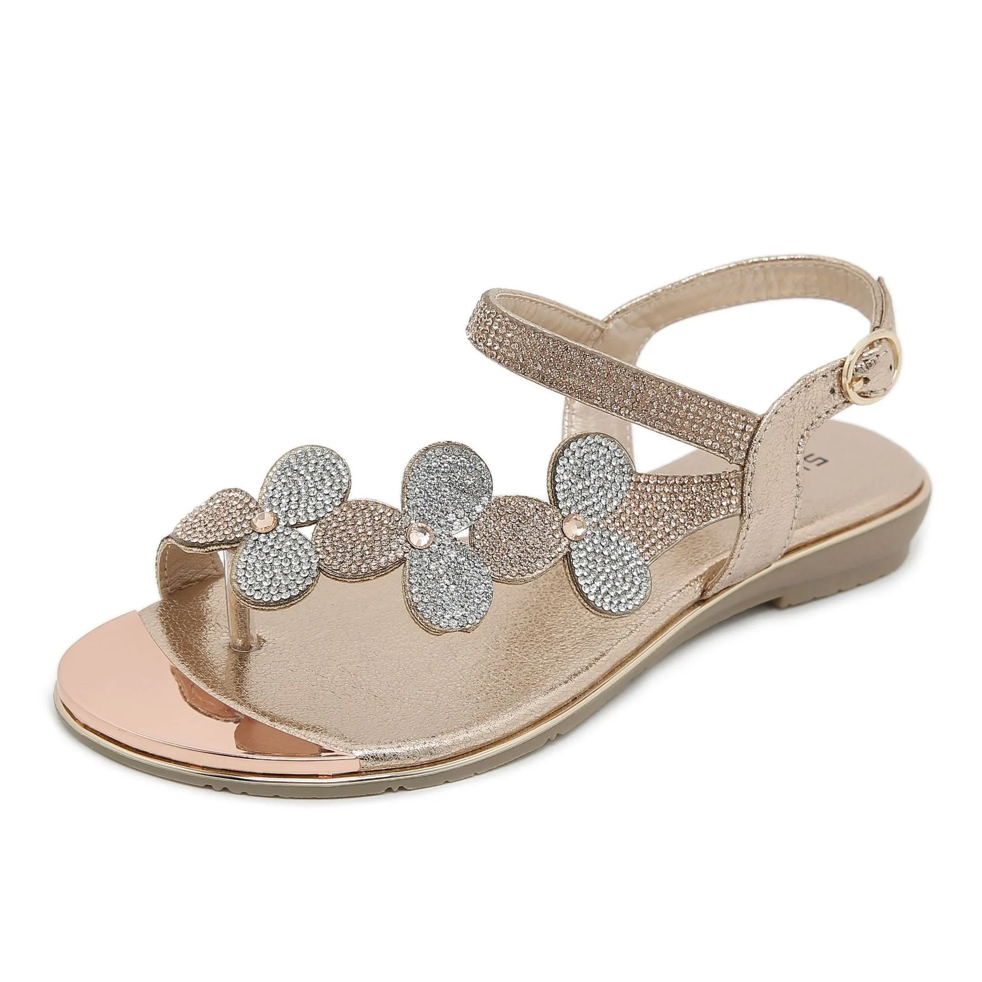 Nanccy Rhinestone Comfortable Versatile Flat Sandals