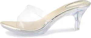 NBUUNBU Clear Heels for Women Silver Black Heels Little Platform Sexy High Heels Sandals Stiletto Kitten Open Toe Dress Shoes Comfortable Double Transparent Strap Heeled Sandals Mule