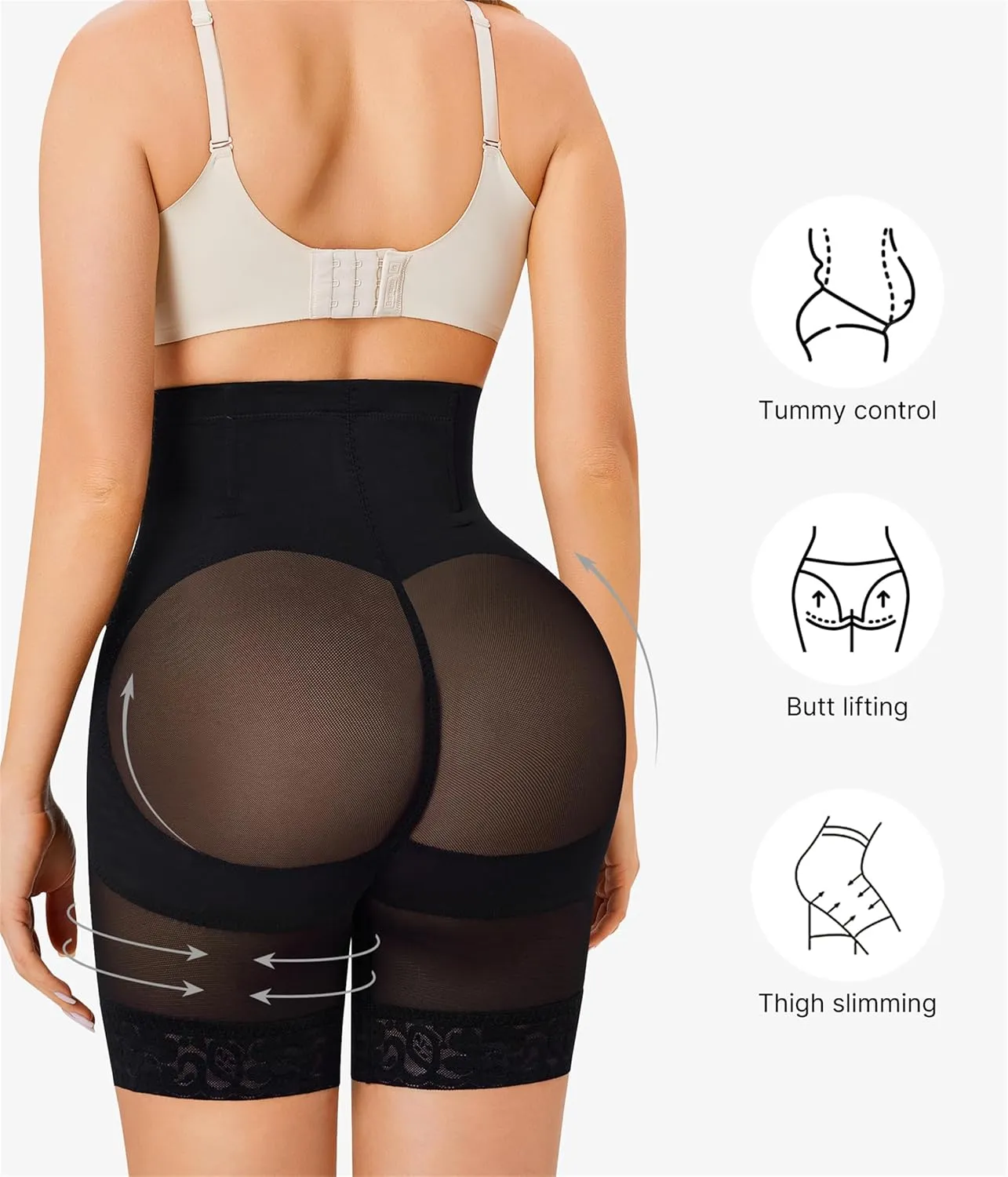 Nebility Shapewear Tummy Control Body Shaper High Waisted Butt Lifting Panties Shapewear Shorts Thigh Slimmer