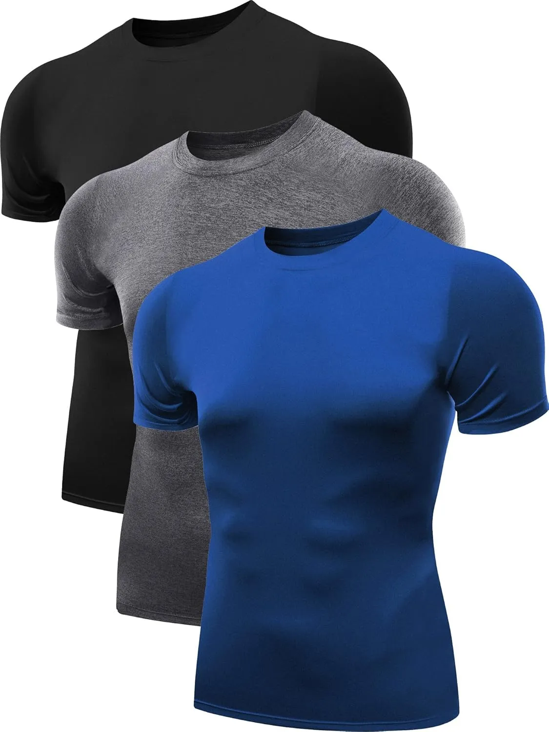 NELEUS Men's 3 Pack Athletic Compression Base Layer Workout Shirt