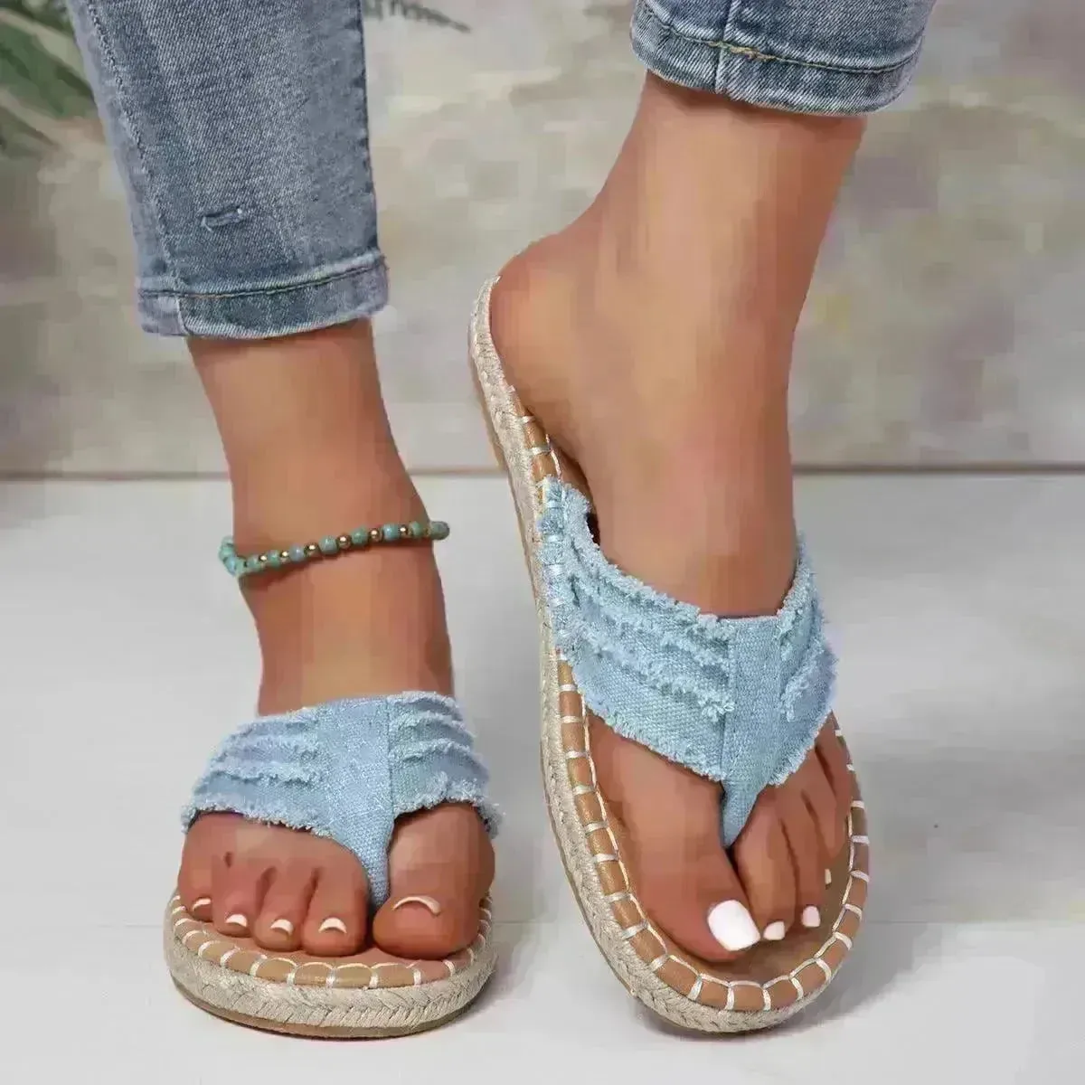 New Canvas Flip Flops Summer Thong Sandals Comfortable Fashion Flat Shoes For Women