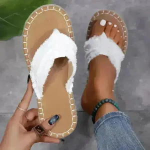 New Canvas Flip Flops Summer Thong Sandals Comfortable Fashion Flat Shoes For Women