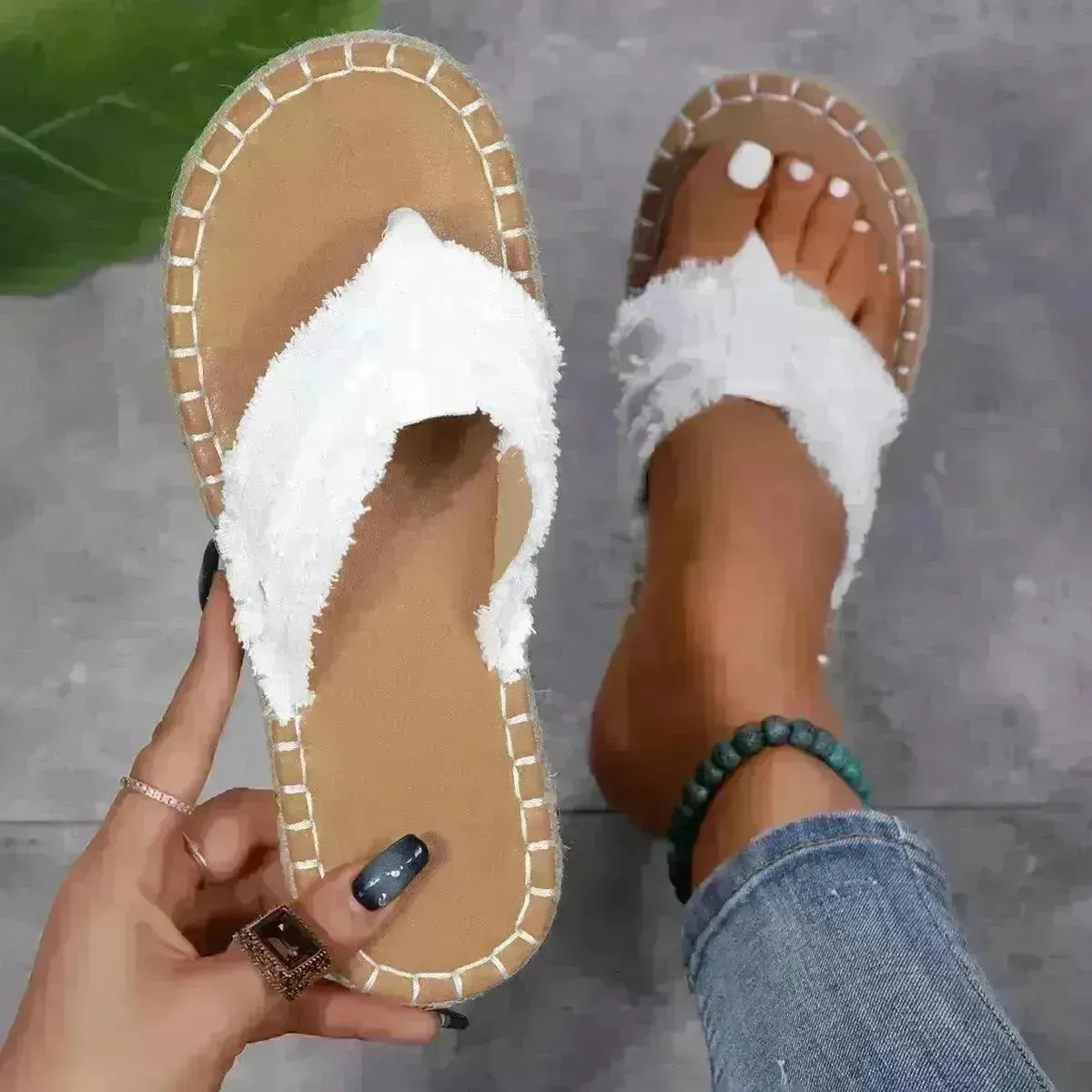New Canvas Flip Flops Summer Thong Sandals Comfortable Fashion Flat Shoes For Women