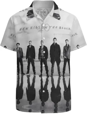 New Kids Music On The Block Shirt A Short Sleeved Shirt Button Down Shirts V Neck Short Sleeved Leisure Fresh Tee