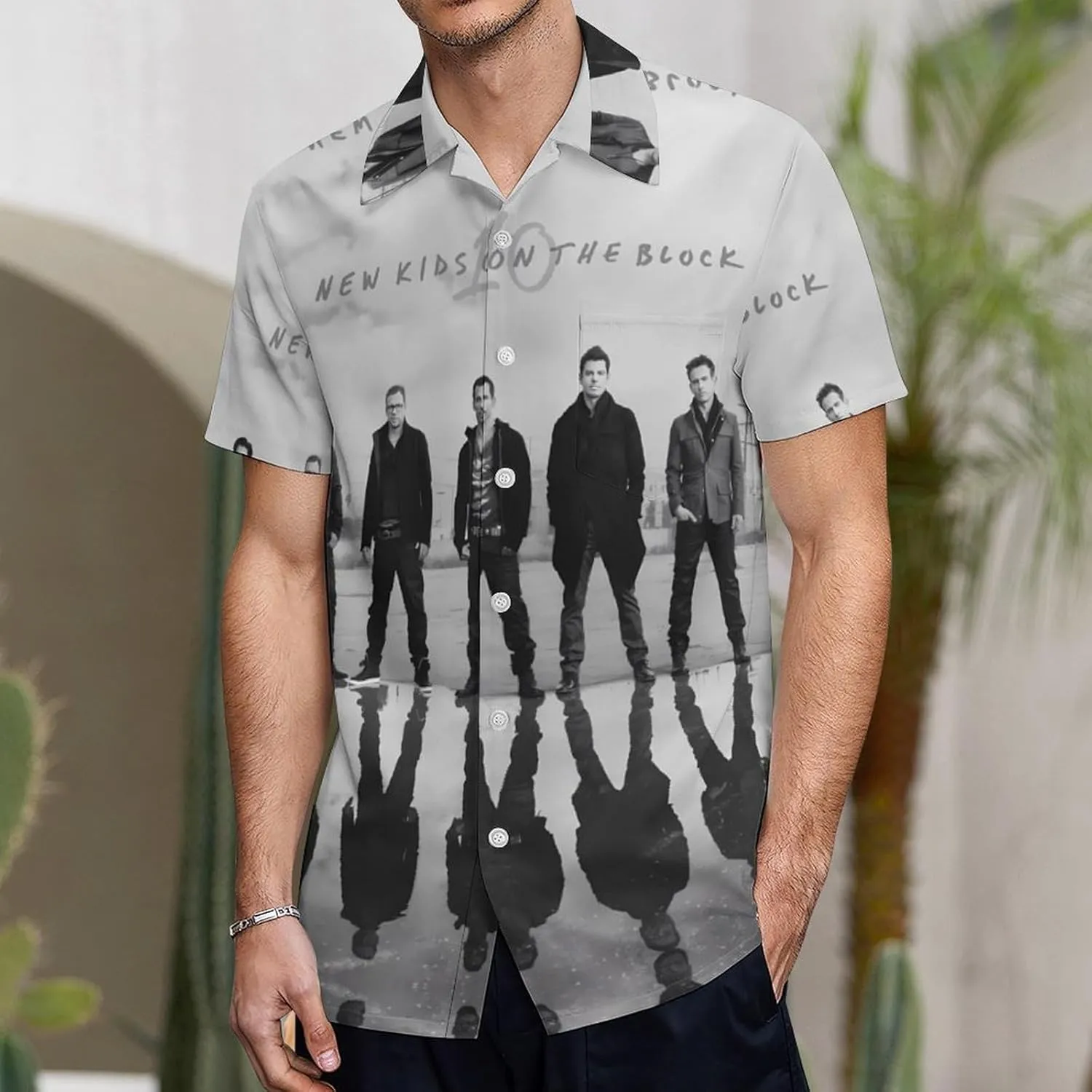 New Kids Music On The Block Shirt A Short Sleeved Shirt Button Down Shirts V Neck Short Sleeved Leisure Fresh Tee