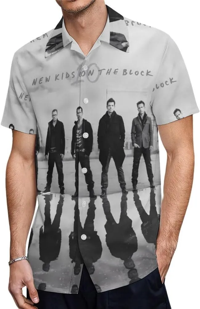 New Kids Music On The Block Shirt A Short Sleeved Shirt Button Down Shirts V Neck Short Sleeved Leisure Fresh Tee