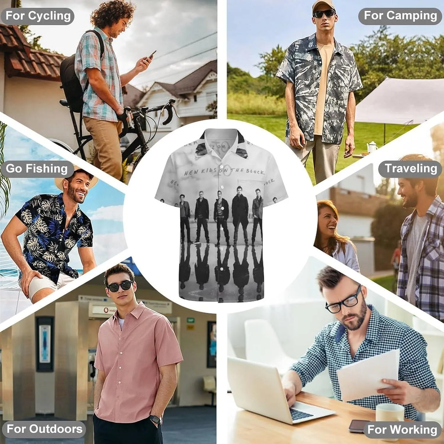 New Kids Music On The Block Shirt A Short Sleeved Shirt Button Down Shirts V Neck Short Sleeved Leisure Fresh Tee