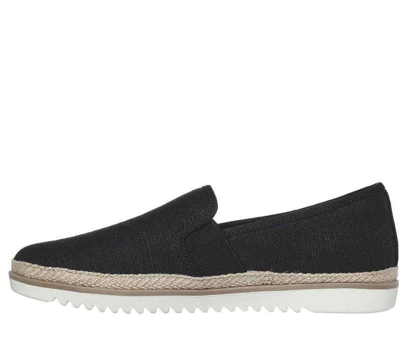 NEW Women's SKECHERS BOBS FLEXPADRILLE LO Black LINEN Shoes AUTHENTIC IN BOX