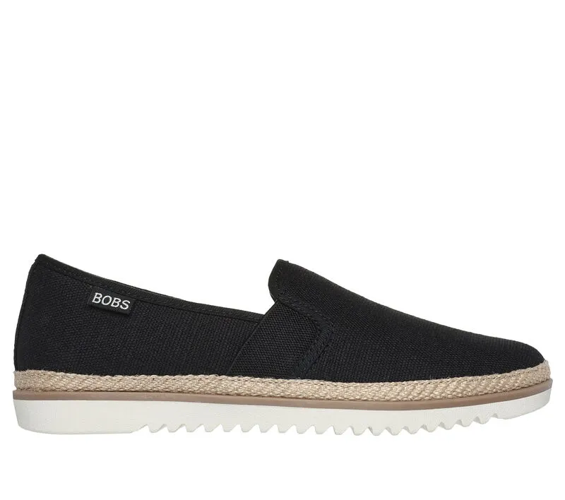 NEW Women's SKECHERS BOBS FLEXPADRILLE LO Black LINEN Shoes AUTHENTIC IN BOX