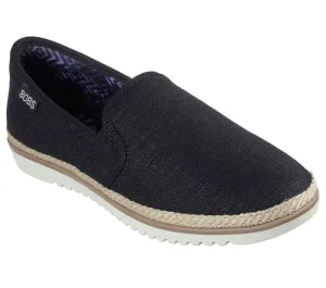 NEW Women's SKECHERS BOBS FLEXPADRILLE LO Black LINEN Shoes AUTHENTIC IN BOX