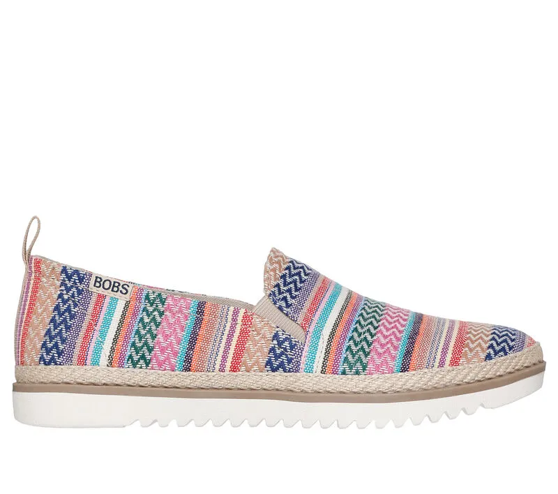 NEW Women's SKECHERS BOBS FLEXPADRILLE LO - ON DEATIL Multi WOVEN Shoes AUTHENTIC IN BOX