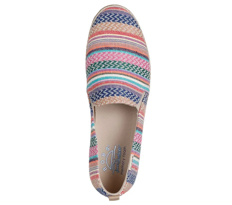 NEW Women's SKECHERS BOBS FLEXPADRILLE LO - ON DEATIL Multi WOVEN Shoes AUTHENTIC IN BOX