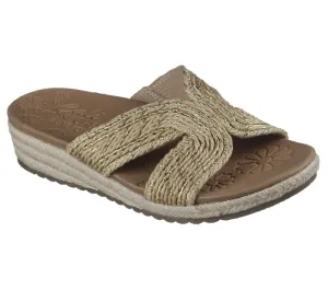 NEW Women's SKECHERS BREEZIE - SHIMMER WAVER Natural Gold FABRIC Sandals AUTHENTIC IN BOX