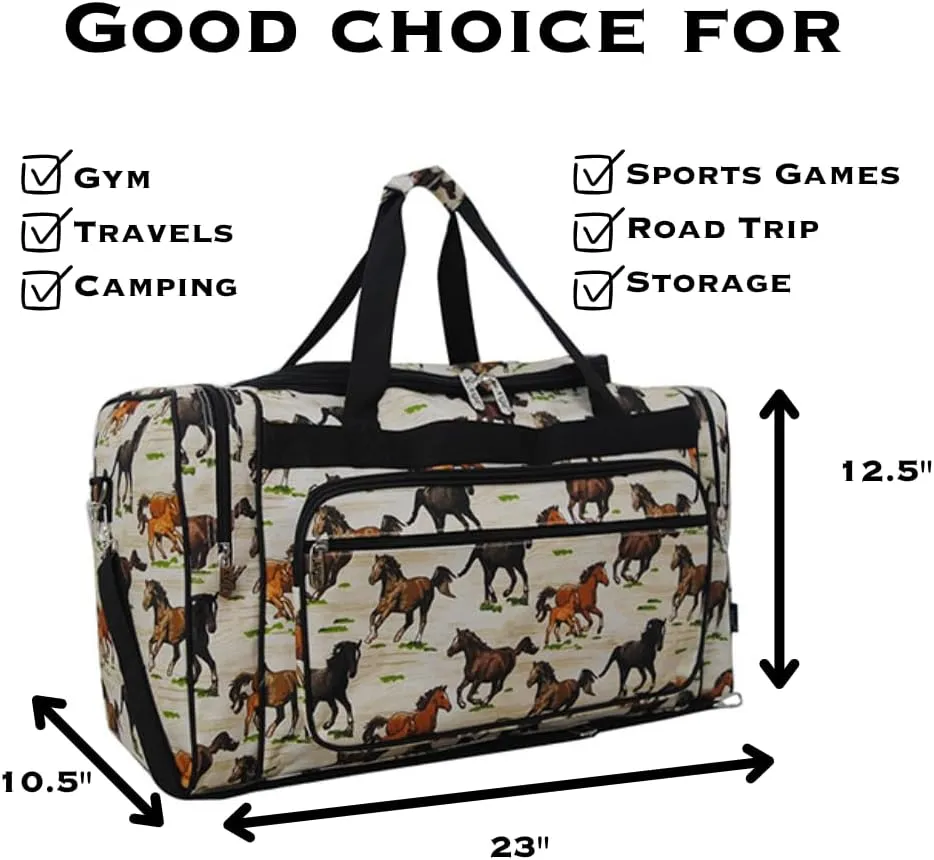 NGIL Canvas 23" inch Duffle Bag (Stallion Wild Horse-Black)
