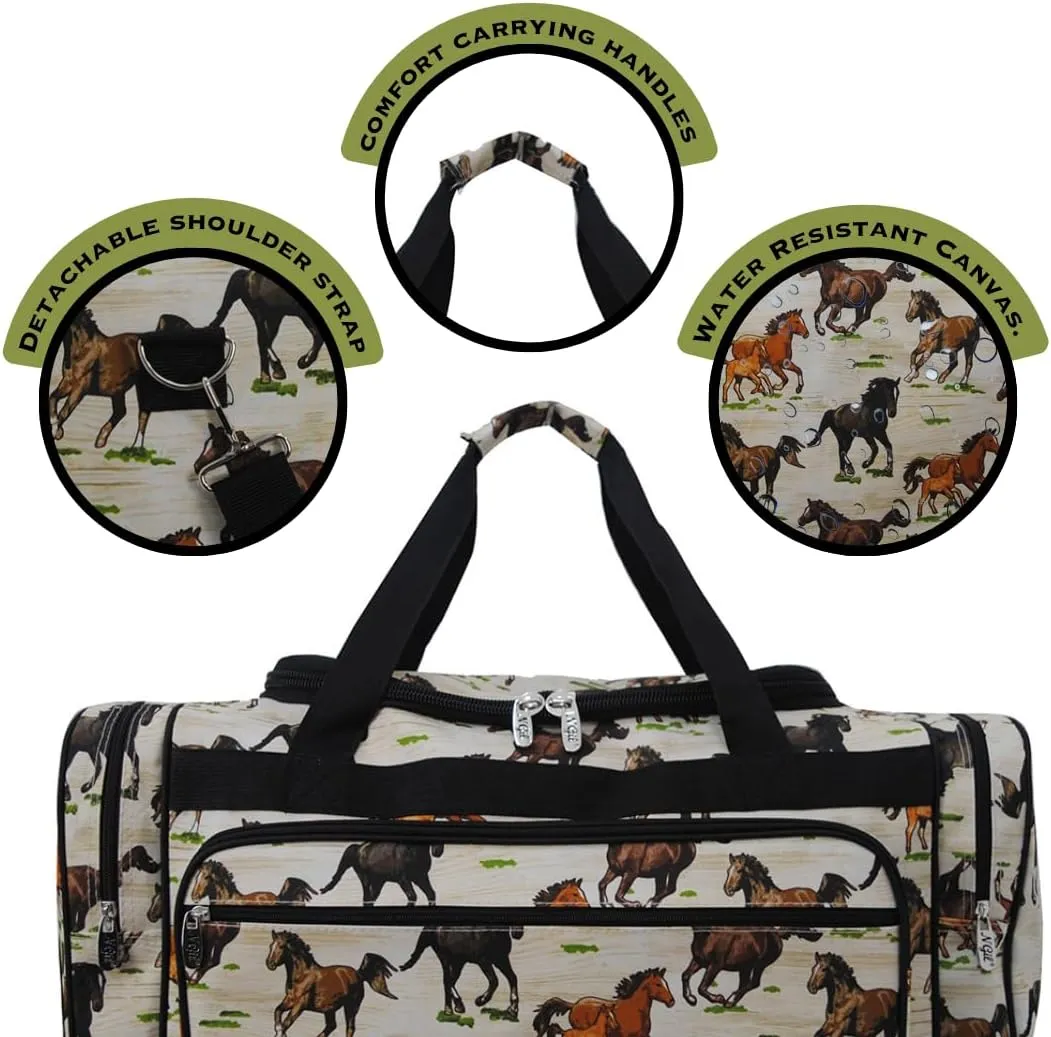 NGIL Canvas 23" inch Duffle Bag (Stallion Wild Horse-Black)