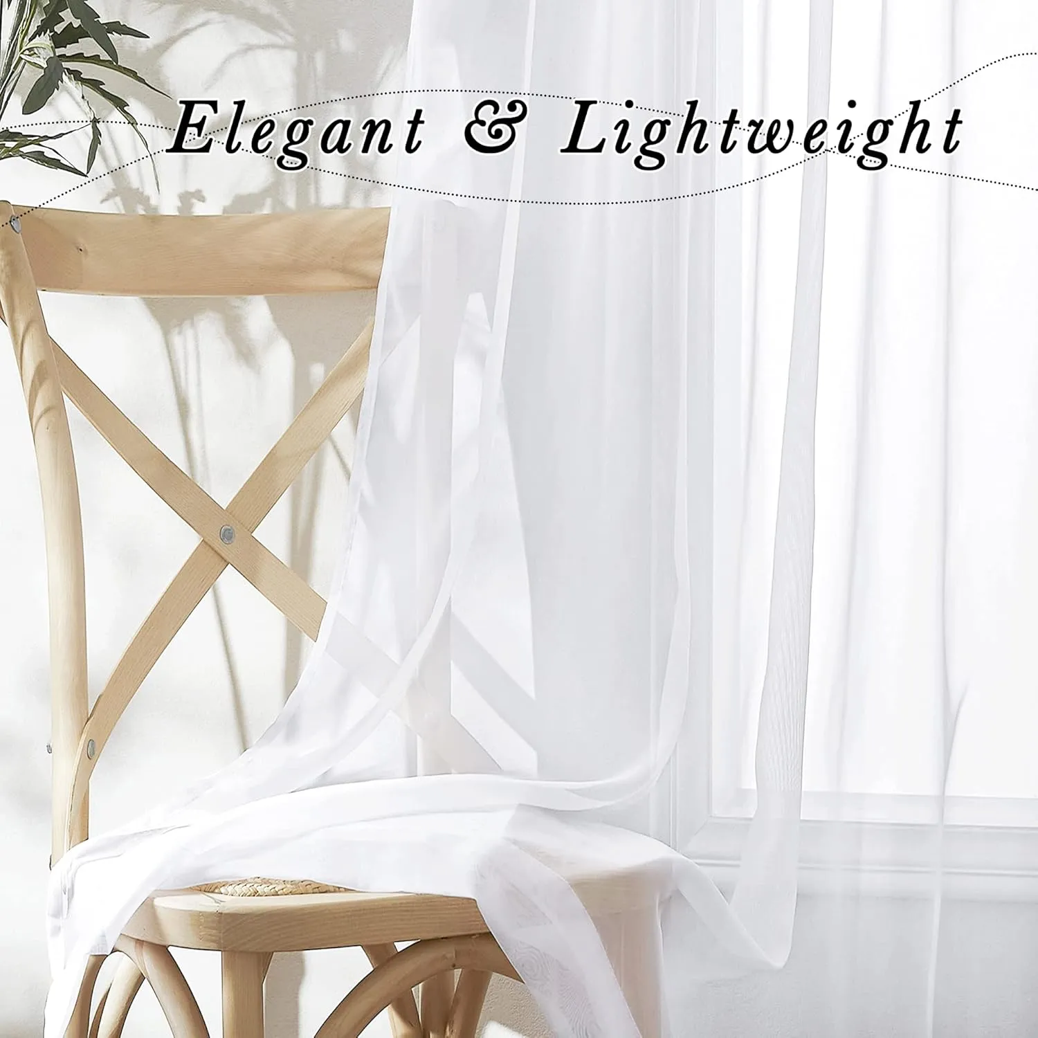 NICETOWN Twist Tab Top Curtains 108 inch Long 2 Panels Set, Elegant & Lightweight Light Filtering Curtains Airy Window Drapes for Living Room/Bedroom, White, W54 x L108