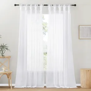 NICETOWN Twist Tab Top Curtains 108 inch Long 2 Panels Set, Elegant & Lightweight Light Filtering Curtains Airy Window Drapes for Living Room/Bedroom, White, W54 x L108