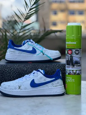 Nike Air Force 1 Low - White, Blue & Louis Vuitton Inspired Accents