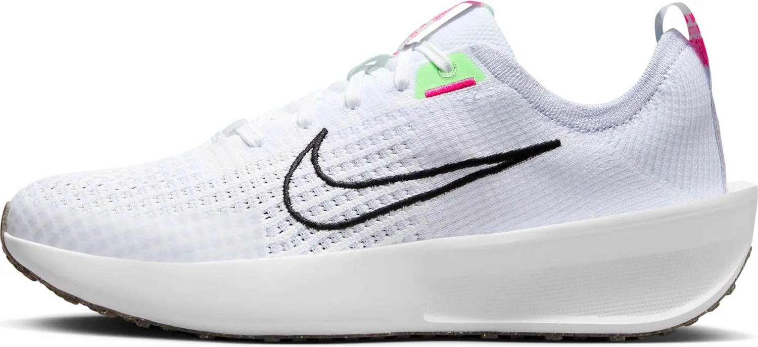 Nike Interact Run Women's Road Running Shoes (FD2292-102, White/Black-Football Grey-Vapor Green) Size 9