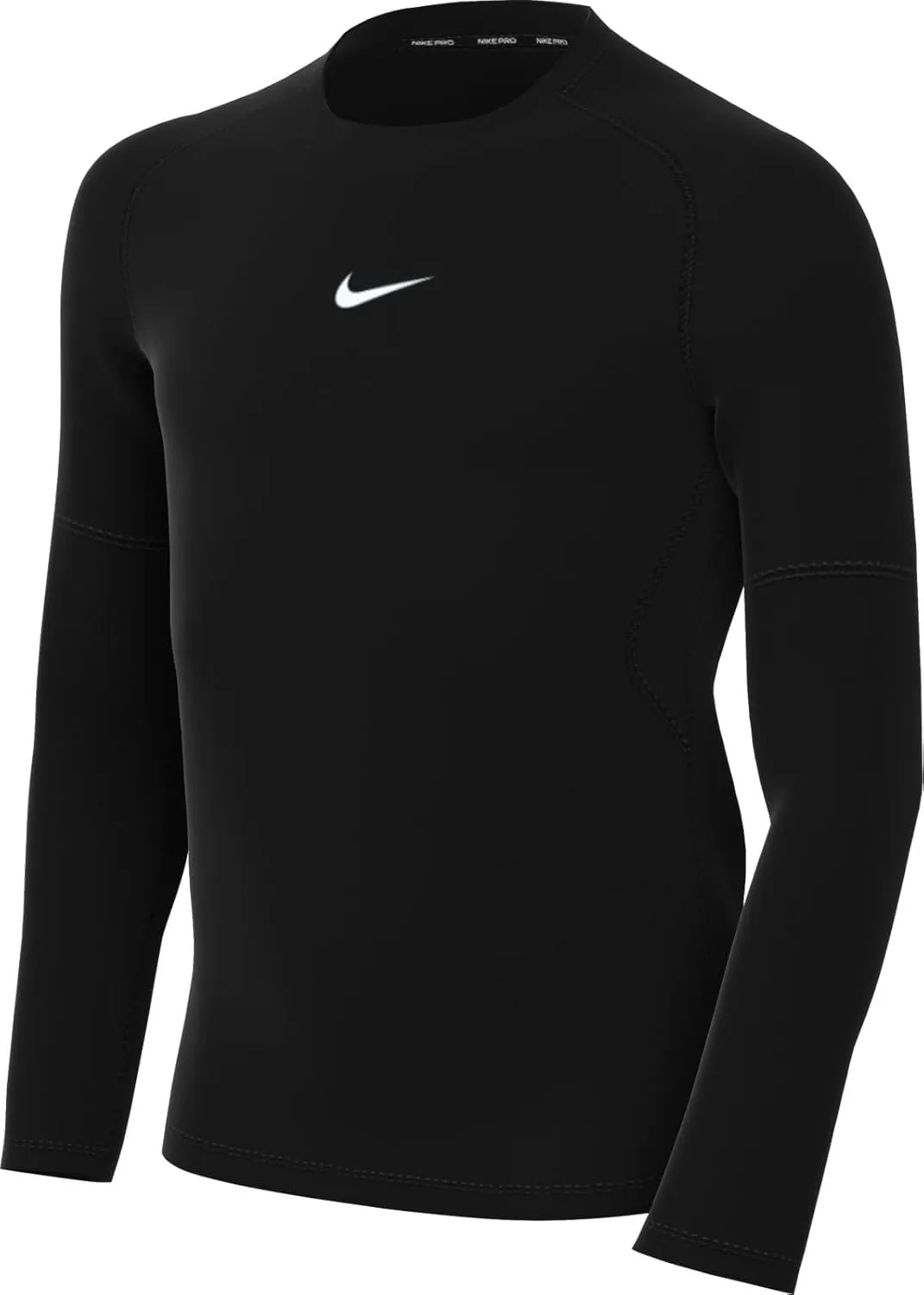 Nike Pro Big Kids' (Boys') Dri-FIT Long-Sleeve Top (Black/White, FJ6822-010)
