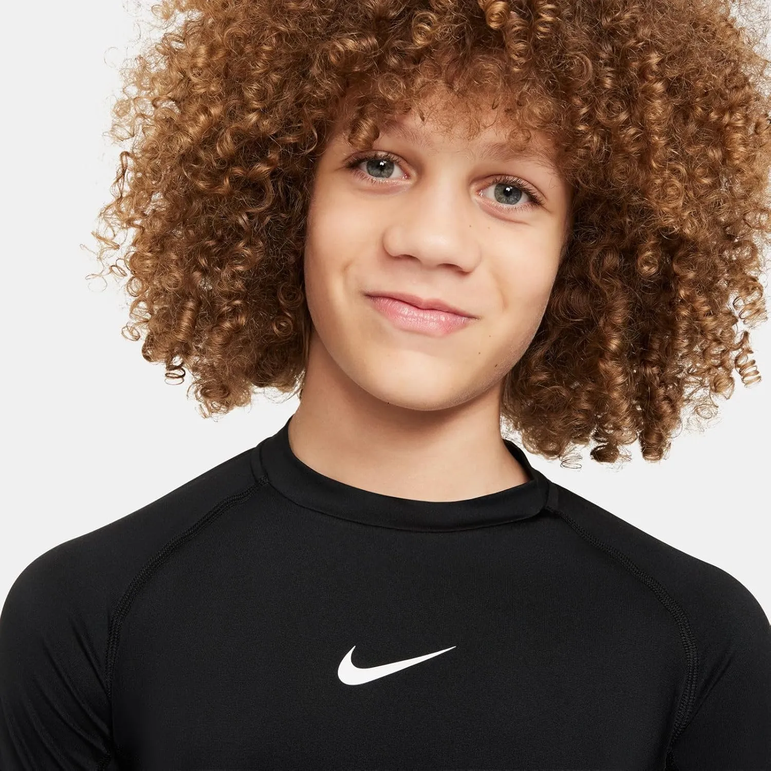 Nike Pro Big Kids' (Boys') Dri-FIT Long-Sleeve Top (Black/White, FJ6822-010)