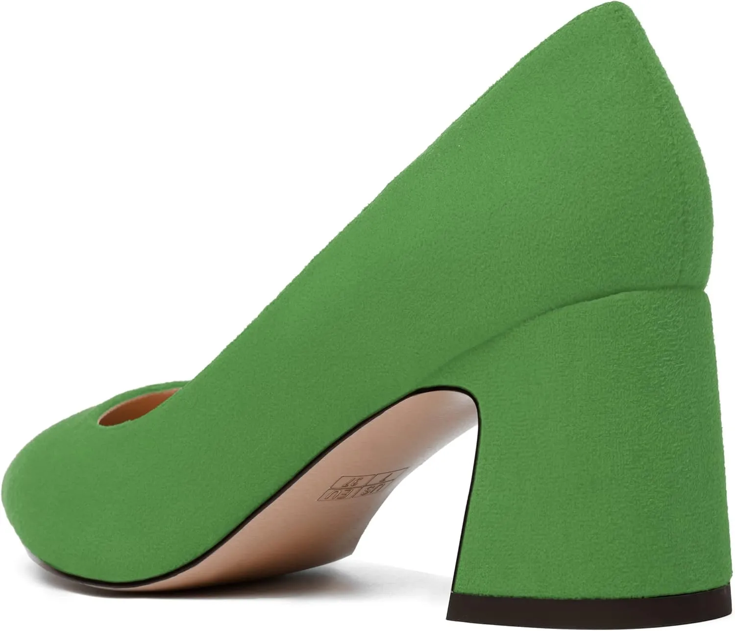 NUMALEO Womens Suede Wedding Solid Slip On Pointed Toe Dress Chunky Mid Heel Pumps Shoes 2.5 Inch