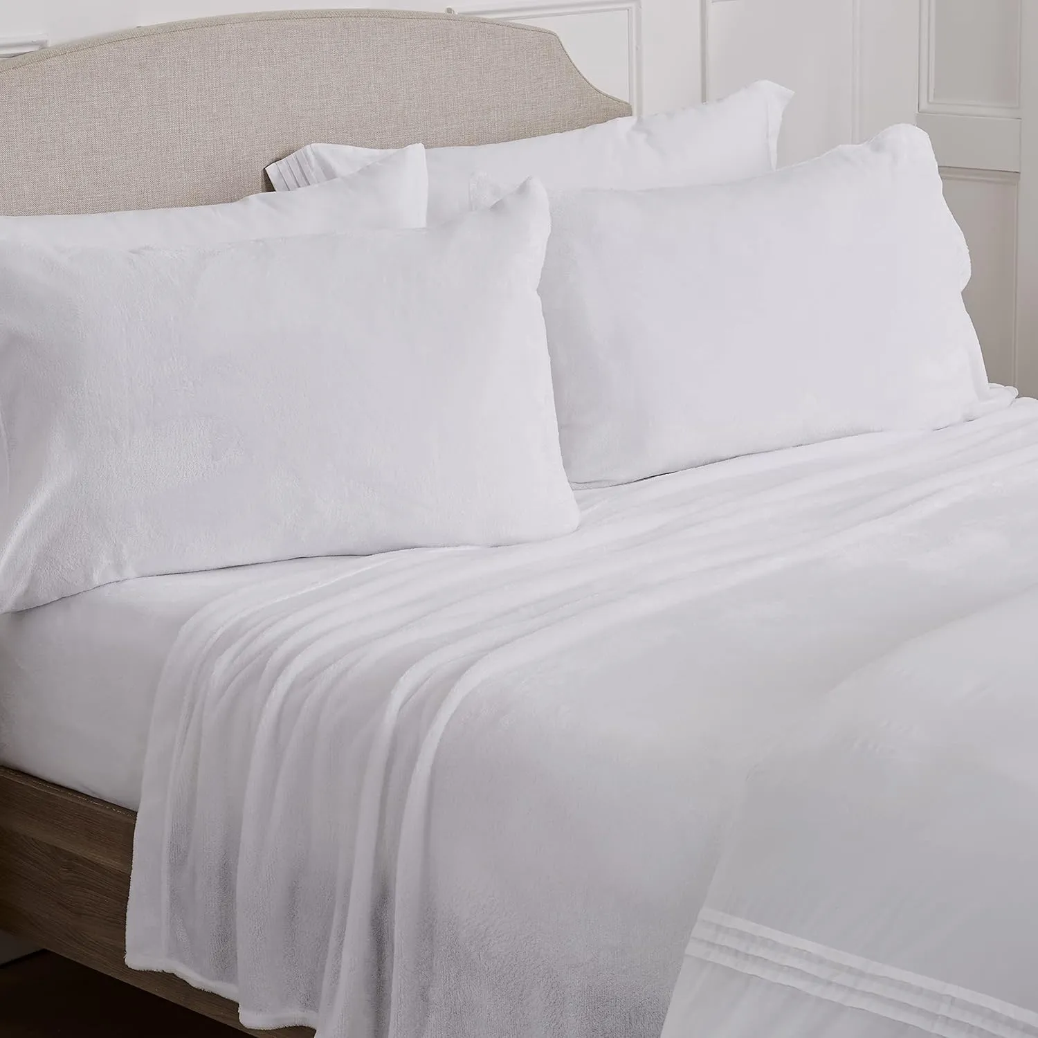 NY Loft Ultra Soft Micro Fleece Sheets Set with Extra Deep Pockets | Super Plush Polar Fleece | Velvet Plush Cozy Warmth | Tribeca Collection (Twin, White)
