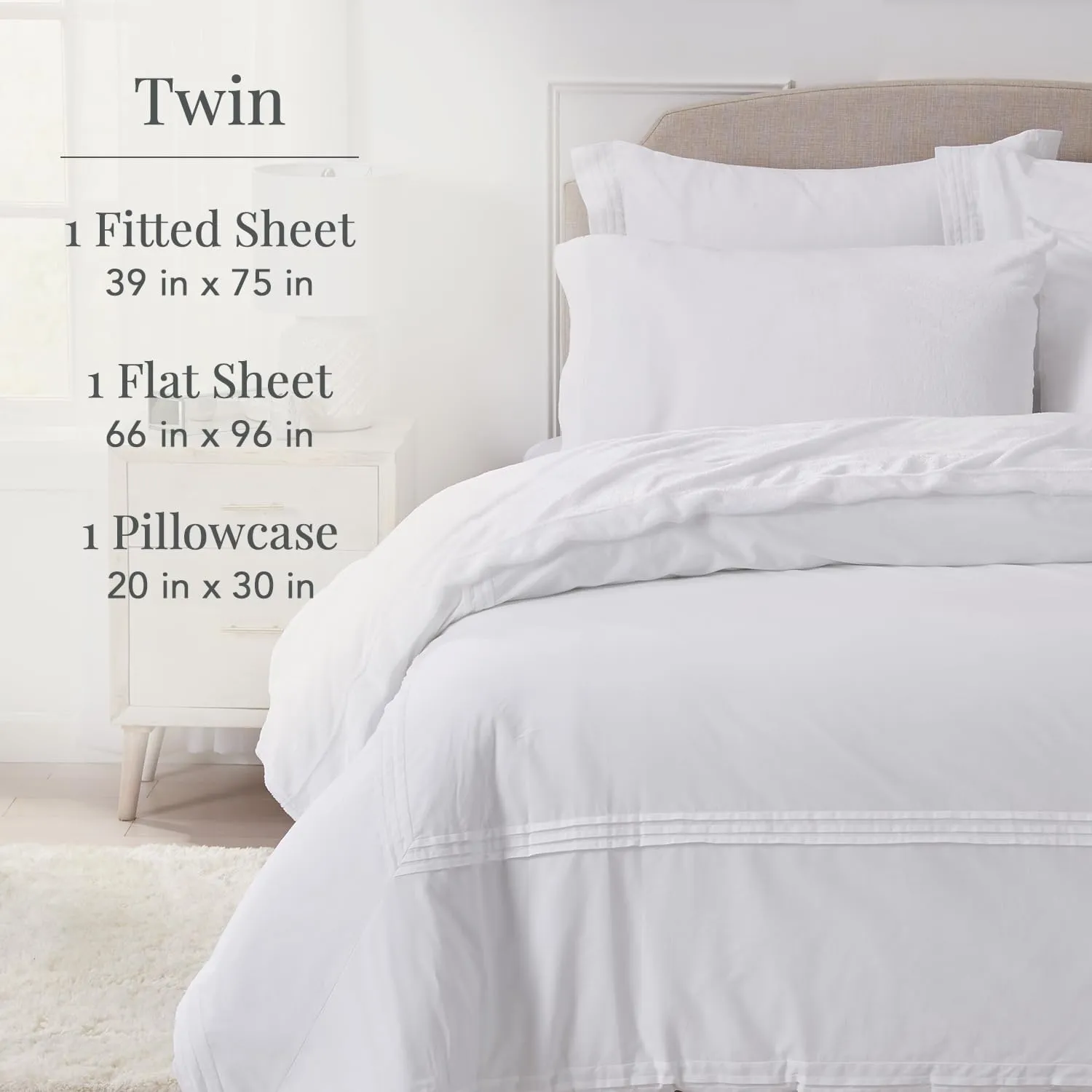 NY Loft Ultra Soft Micro Fleece Sheets Set with Extra Deep Pockets | Super Plush Polar Fleece | Velvet Plush Cozy Warmth | Tribeca Collection (Twin, White)