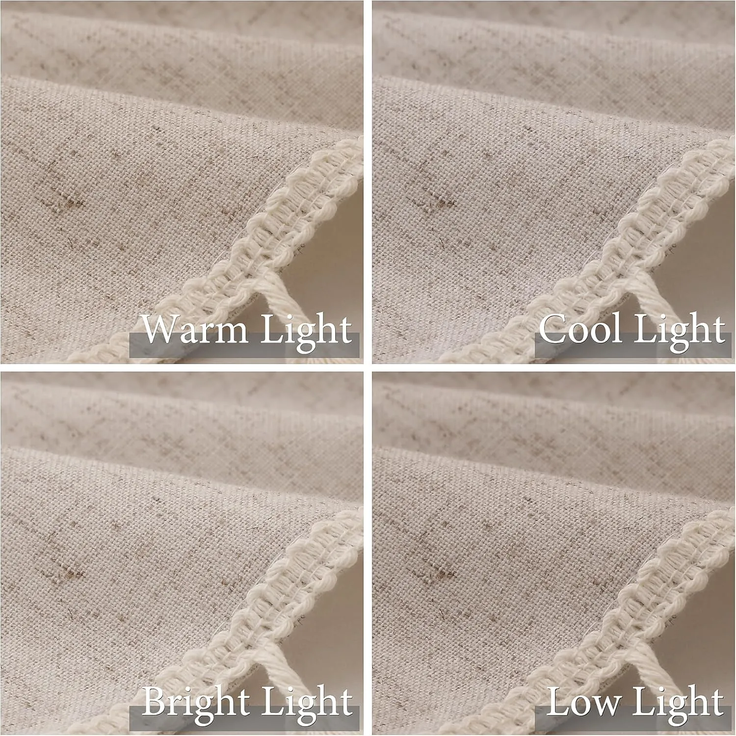 Oatmeal Beige Linen Textured Curtains 72 Inches Long 2 Panels Boho Farmhouse Semi Sheer Window Curtains Tassels Back Tab Neutral Light Filtering Chic Curtain Drapes for Living Room Bedroom 52x72