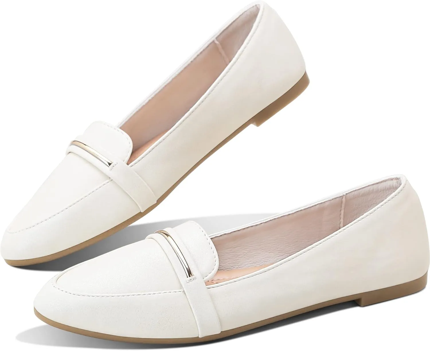 Obtaom Women's Pointy Toe Loafer Flat Comfortable Faux Suede Work Shoes,Cute Penny Loafer Slip On Ballet Flat