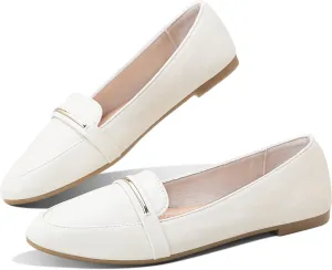 Obtaom Women's Pointy Toe Loafer Flat Comfortable Faux Suede Work Shoes,Cute Penny Loafer Slip On Ballet Flat