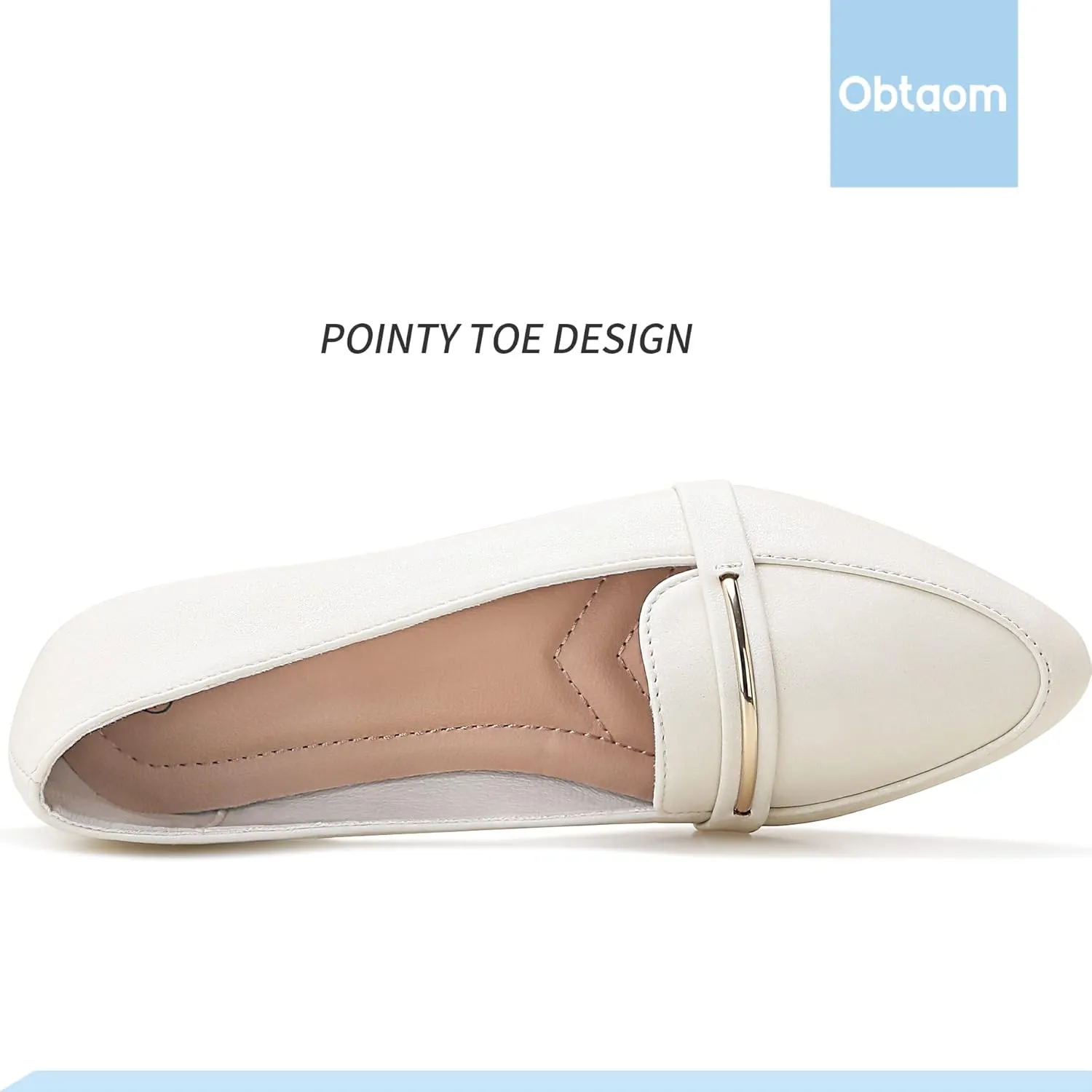 Obtaom Women's Pointy Toe Loafer Flat Comfortable Faux Suede Work Shoes,Cute Penny Loafer Slip On Ballet Flat