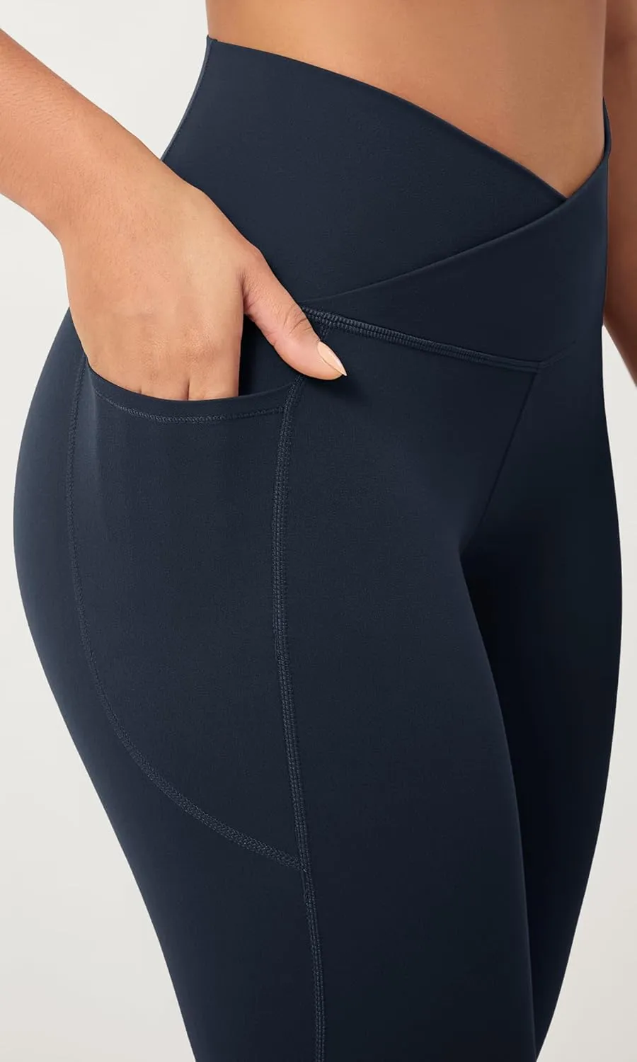 ODODOS Buttery Soft Cross Waist Leggings with Pockets for Women, ODCLOUD 25" / 28" Crossover Lounge Yoga Pants