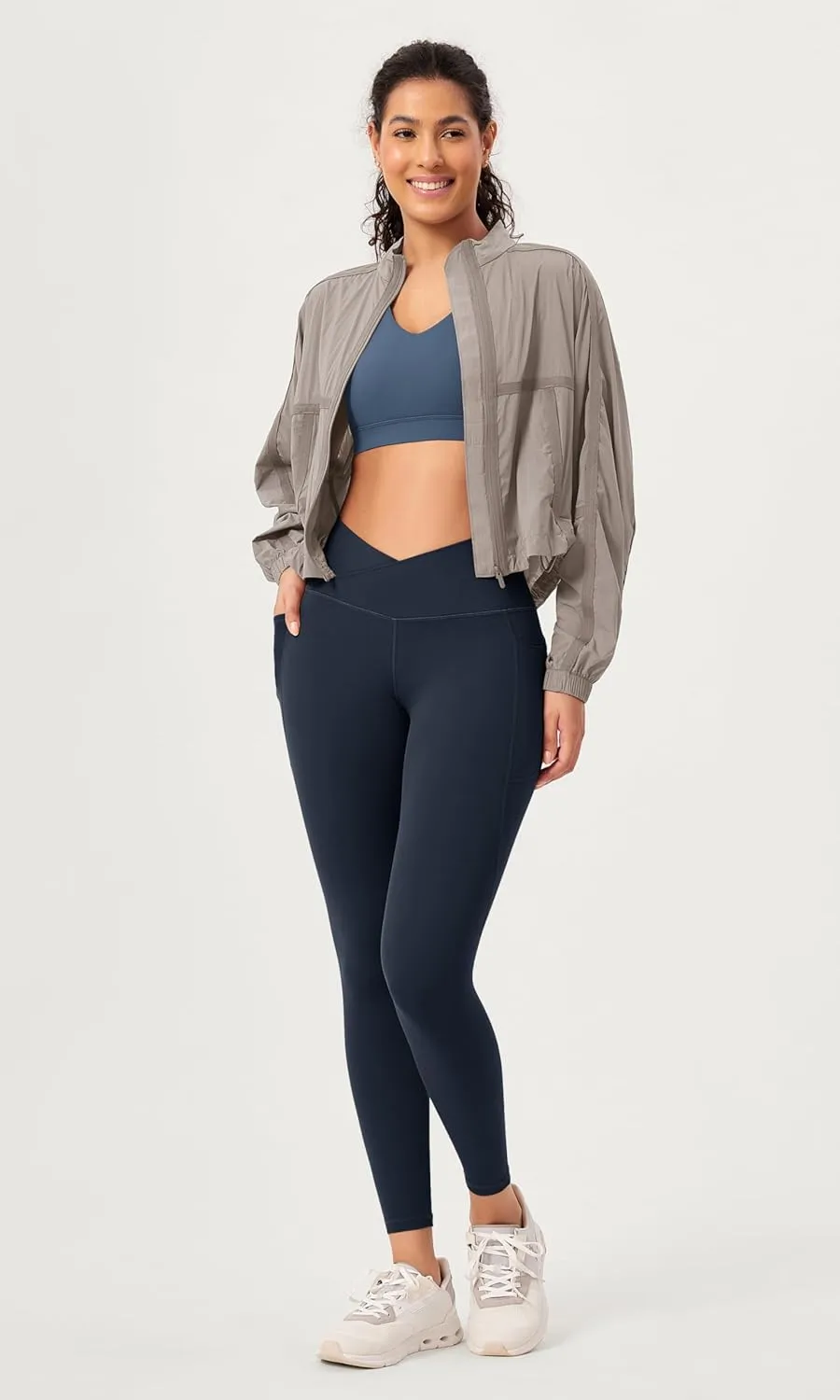 ODODOS Buttery Soft Cross Waist Leggings with Pockets for Women, ODCLOUD 25" / 28" Crossover Lounge Yoga Pants