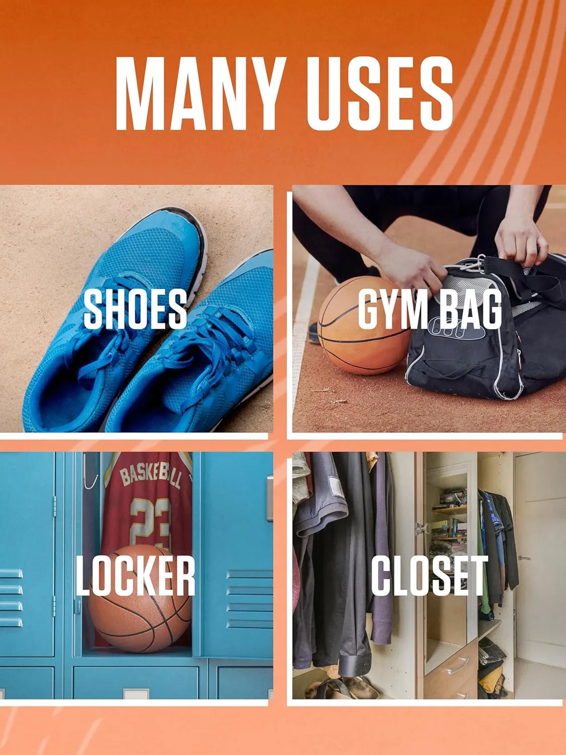 Odor-Fighting Shoe Fresheners, Eliminates Unpleasant Smells, Perfect For Sneakers, Gym Bags, Gear Bags, Drawers, Lockers, And More!, Fireside X-Mas, 6 Pack