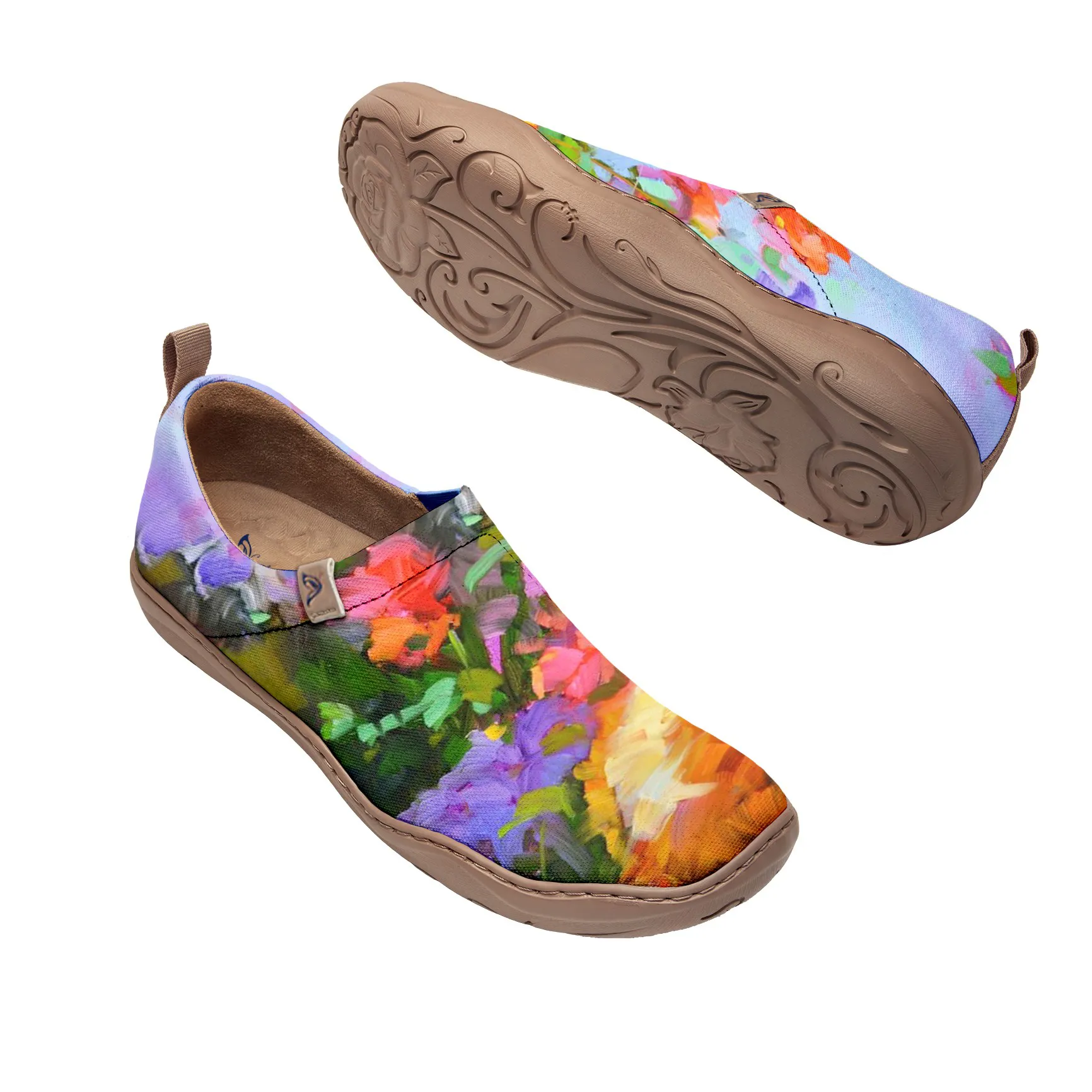 Orange Cat & Flowers Slip-On